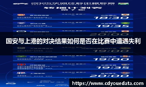 国安与上港的对决结果如何是否在比赛中遭遇失利